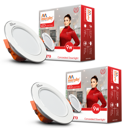 Murphy Claro 9W Concealed LED Downlight Aluminium Finish | Eye-Caring & Long-Lasting Brightness | 2 Years Warranty | Suited for 3 Inch Junction Box