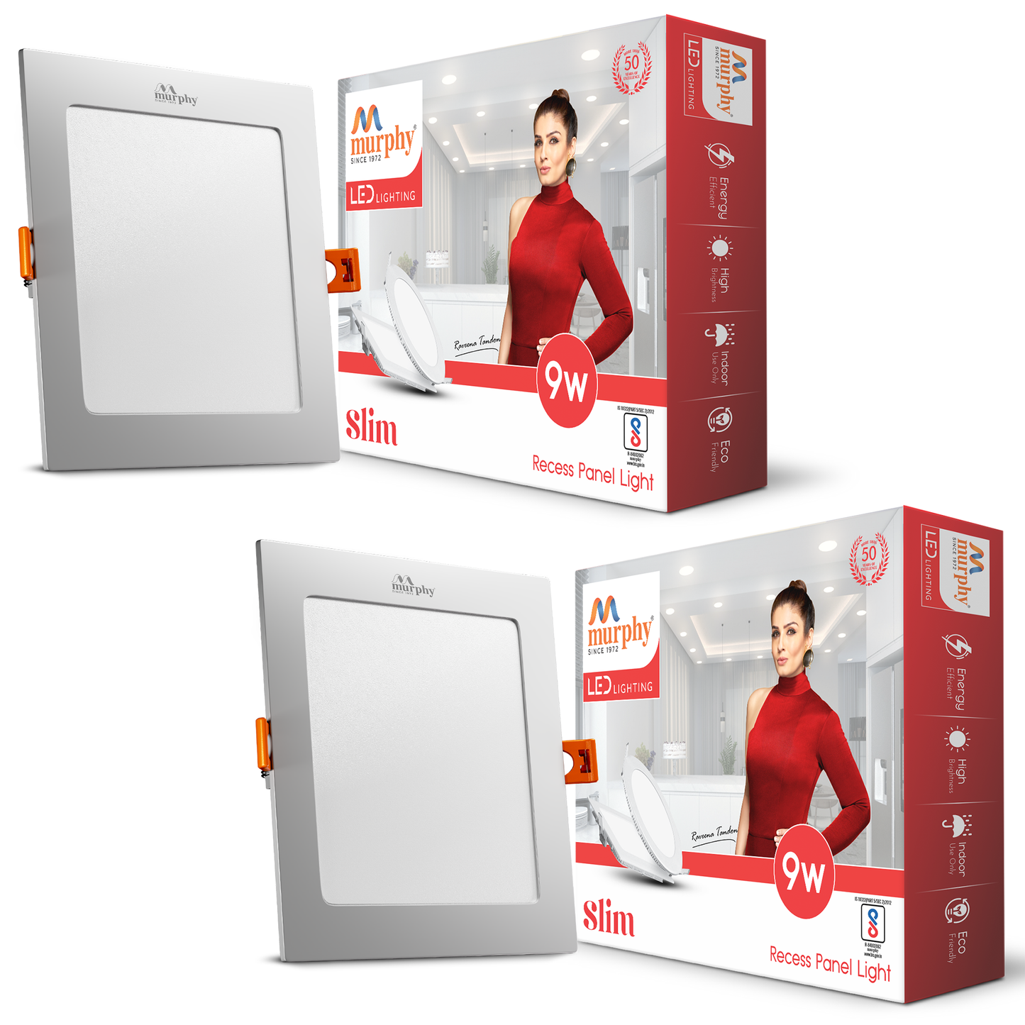Murphy 9W Slim Square Recess Panel Light