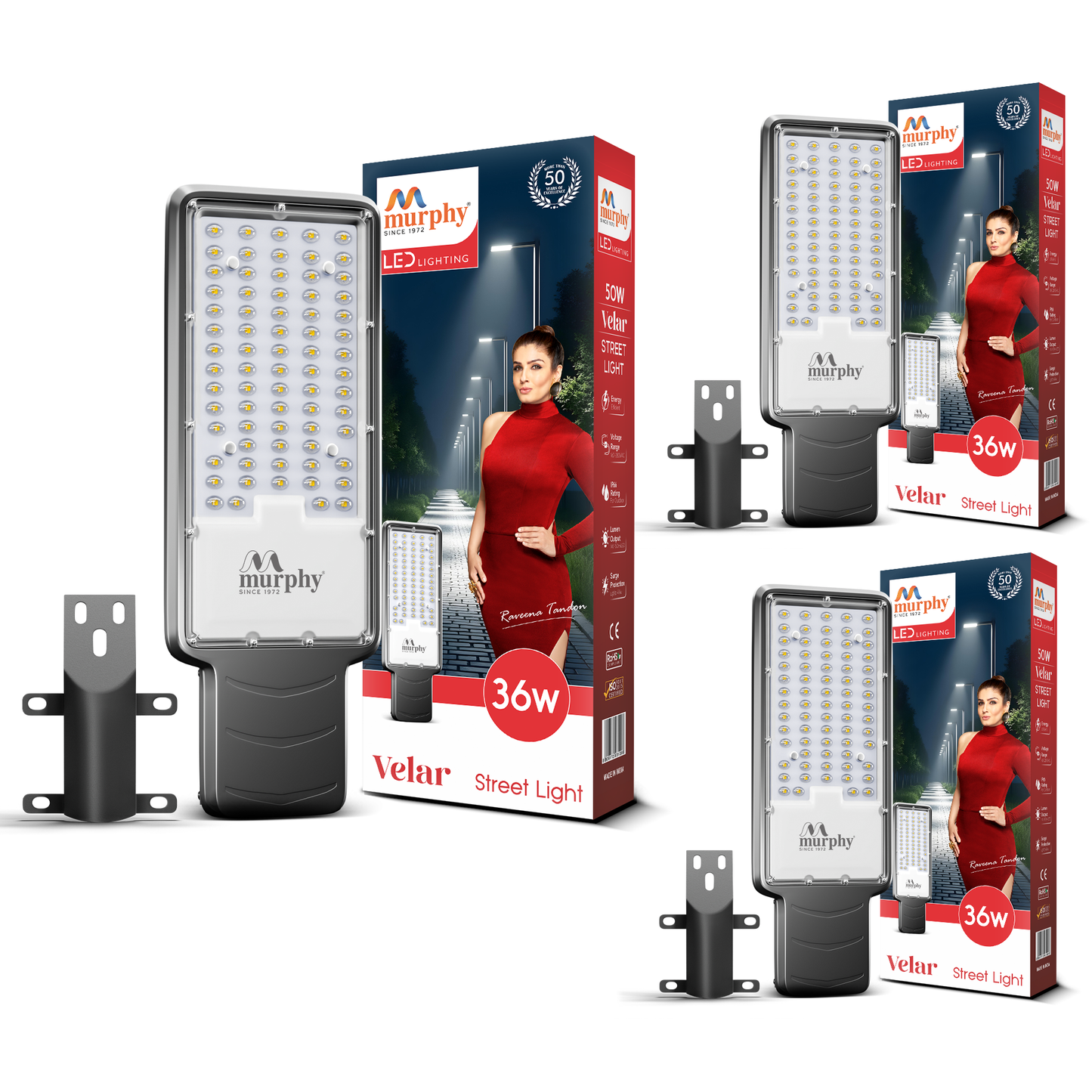 Murphy Velar 36W LED Street Light | Aluminium Body | IP66 Waterproof | 3600 Lumens | 6500K Cool White | BIS Certified | Energy Efficient Outdoor Light | 2-Year Warranty