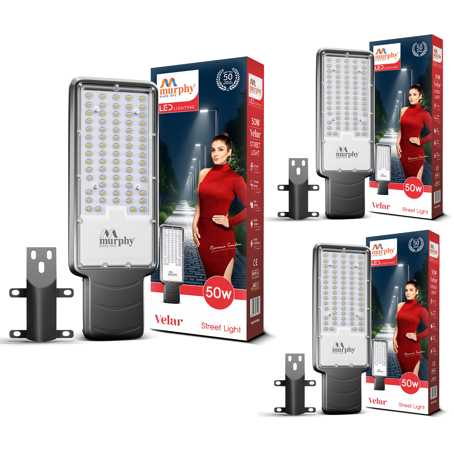 Murphy Velar 50W LED Street Light | Aluminium Body | IP66 Waterproof | 5000 Lumens | 6500K Cool White | BIS Certified | Energy Efficient Outdoor Light | 2-Year Warranty