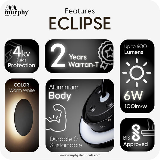 Murphy 6W Black Moon LED Wall Lamp