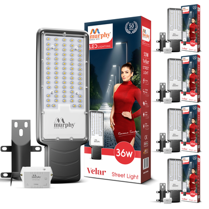 Murphy Velar 36W LED Street Light with Auto On/Off Day Night Sensor | Aluminium Body | IP66 Waterproof | 3600 Lumens | 6500K Cool White | | BIS Certified | 2-Year Warranty