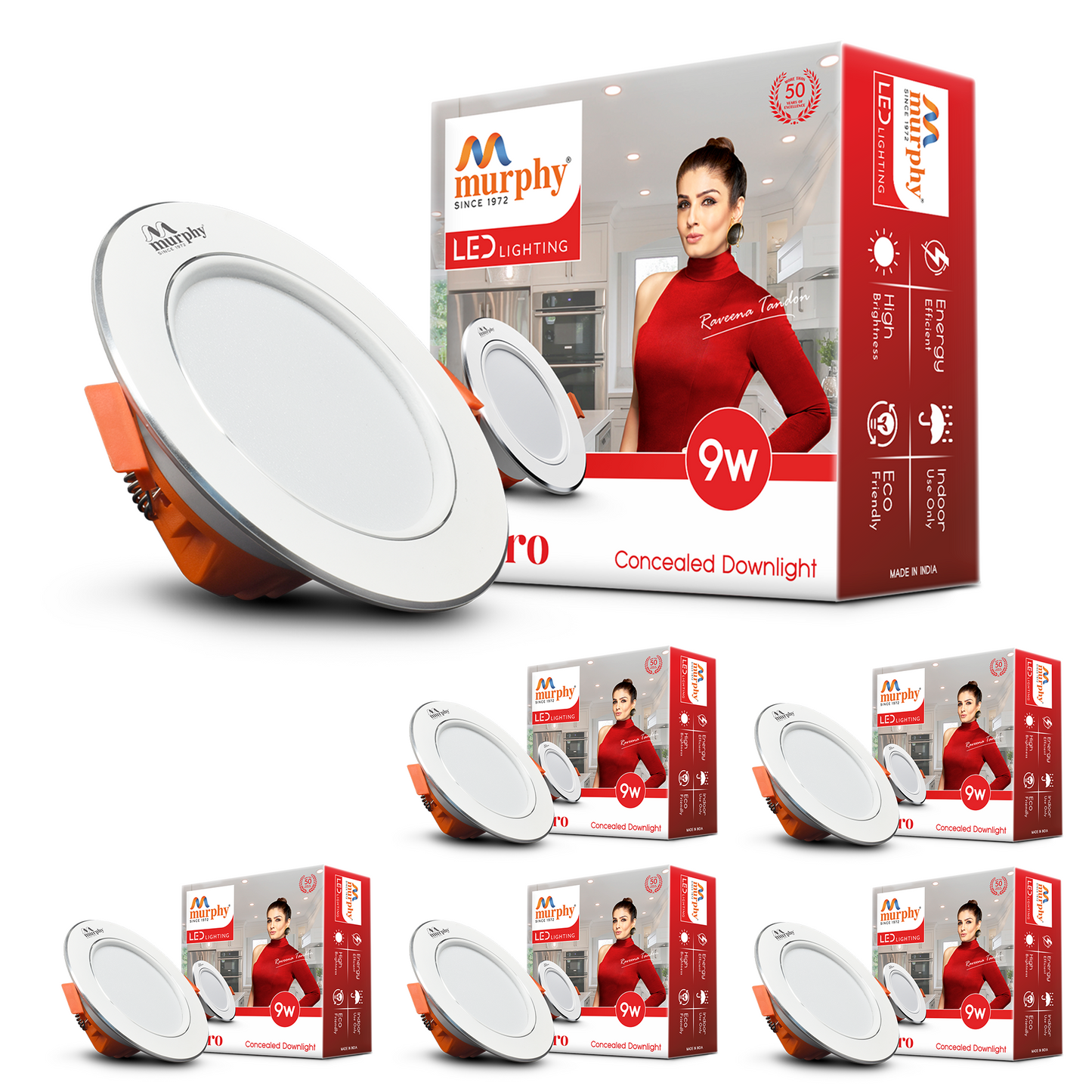 Murphy Claro 9W Concealed LED Downlight Aluminium Finish | Eye-Caring & Long-Lasting Brightness | 2 Years Warranty | Suited for 3 Inch Junction Box