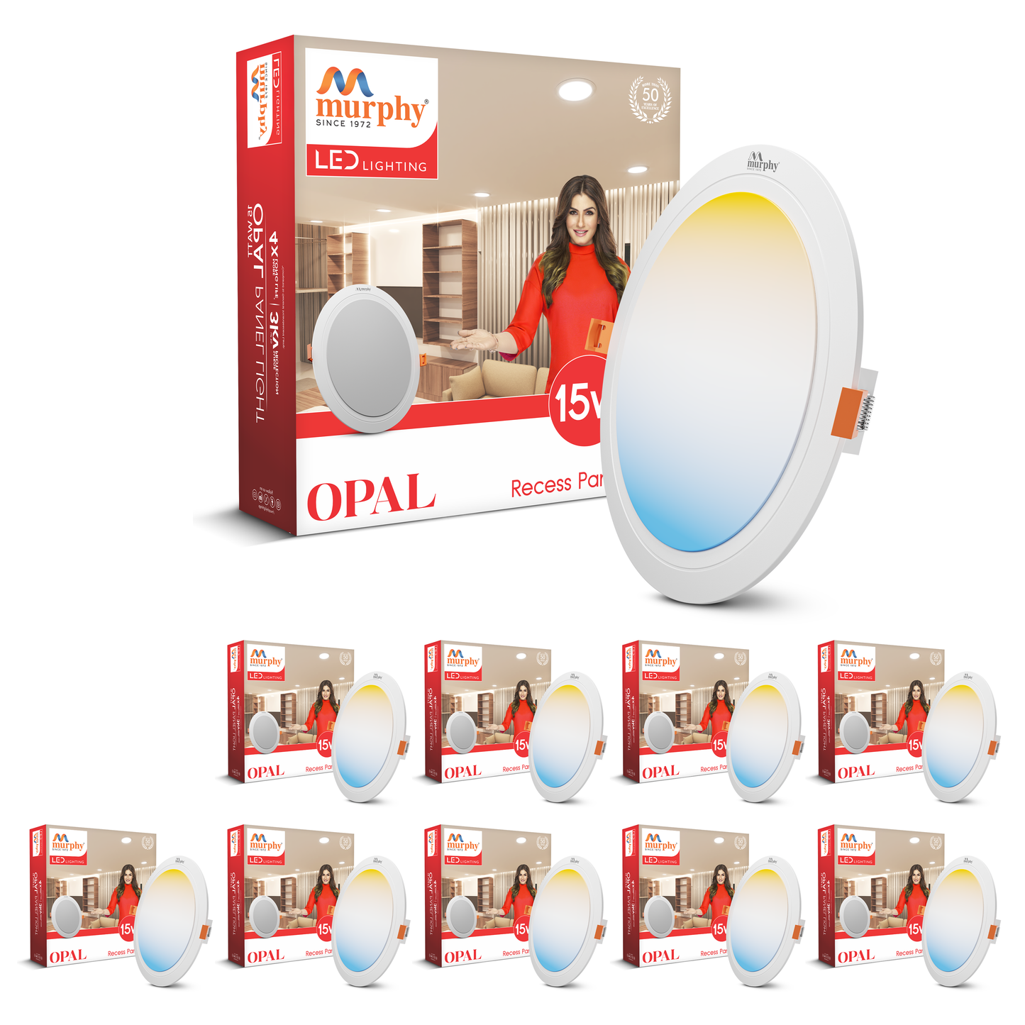 Murphy 15W OPAL 3-IN-1 Color Changing Round Recess Panel Light : CW+WW+NW
