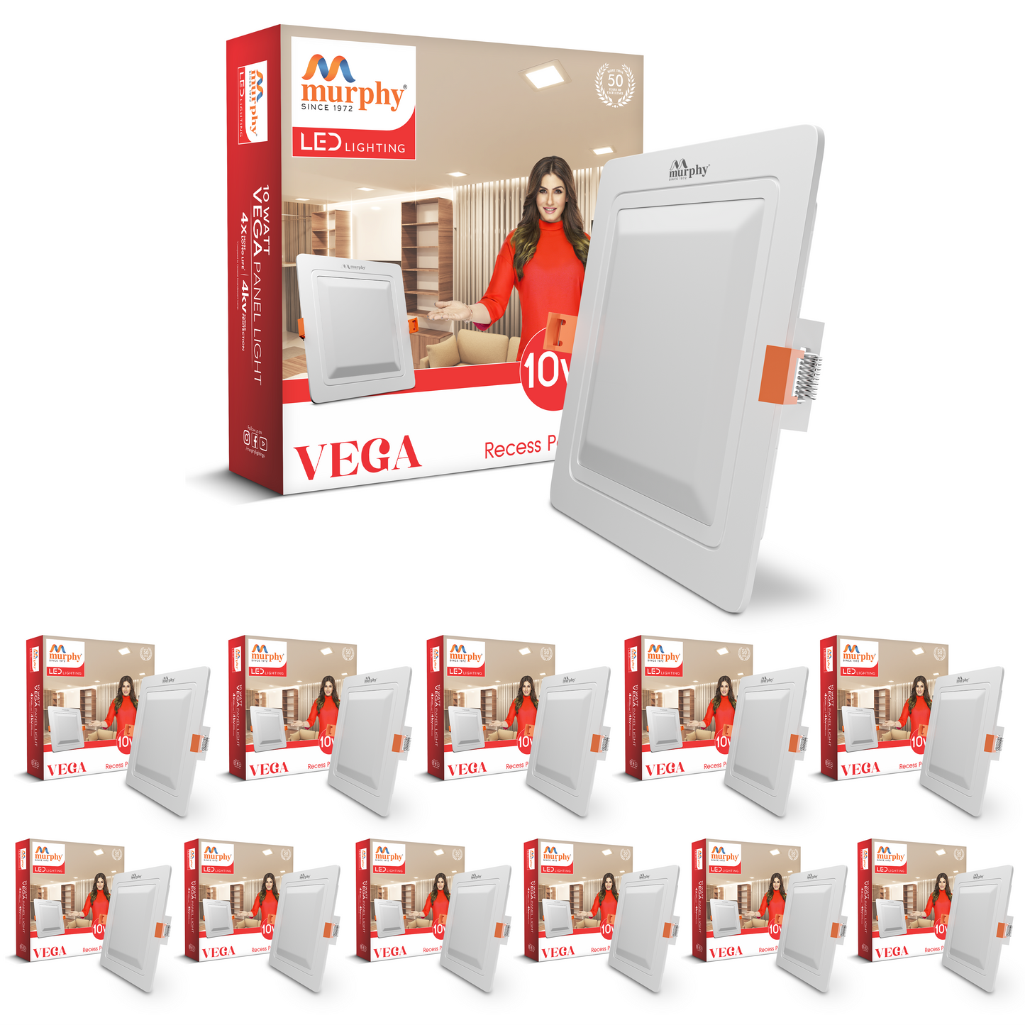 Murphy 10W Vega Square Recess Panel Light