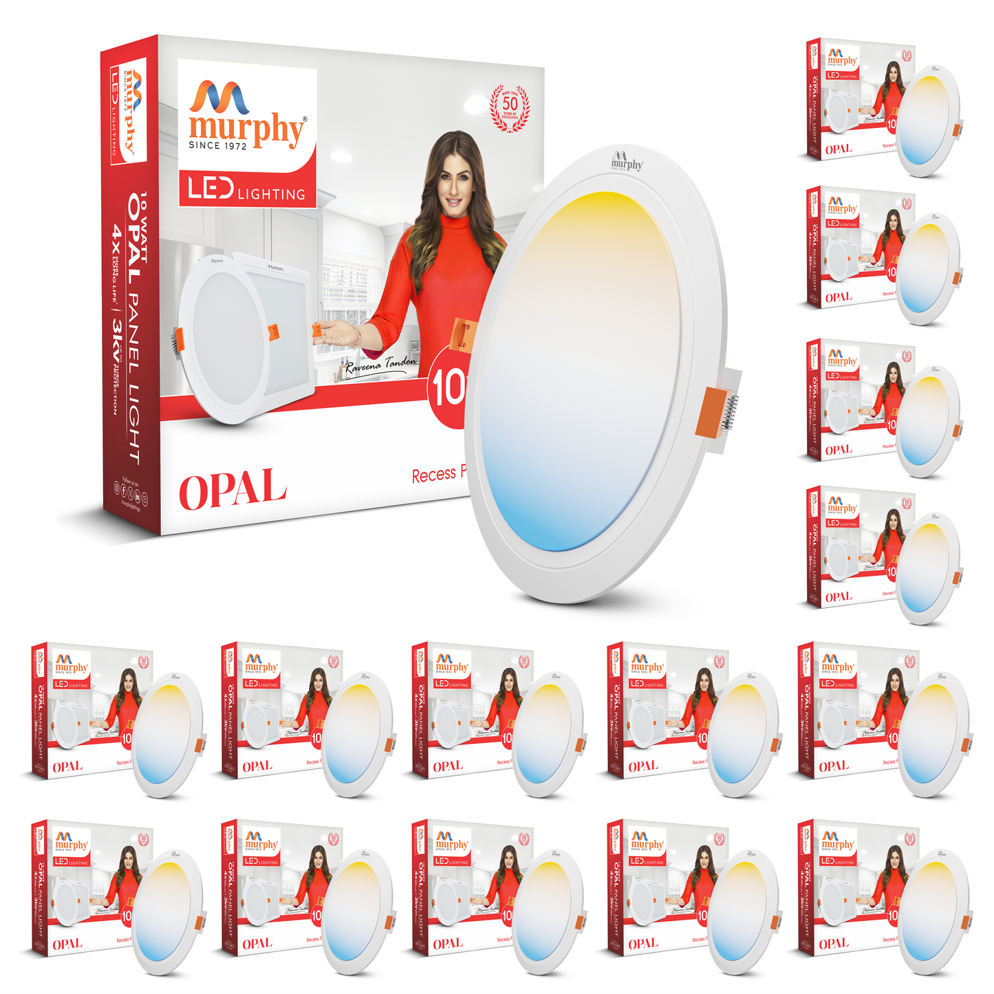 Murphy 10W OPAL 3-IN-1 Color Changing Round Recess Panel Light : CW+WW+NW