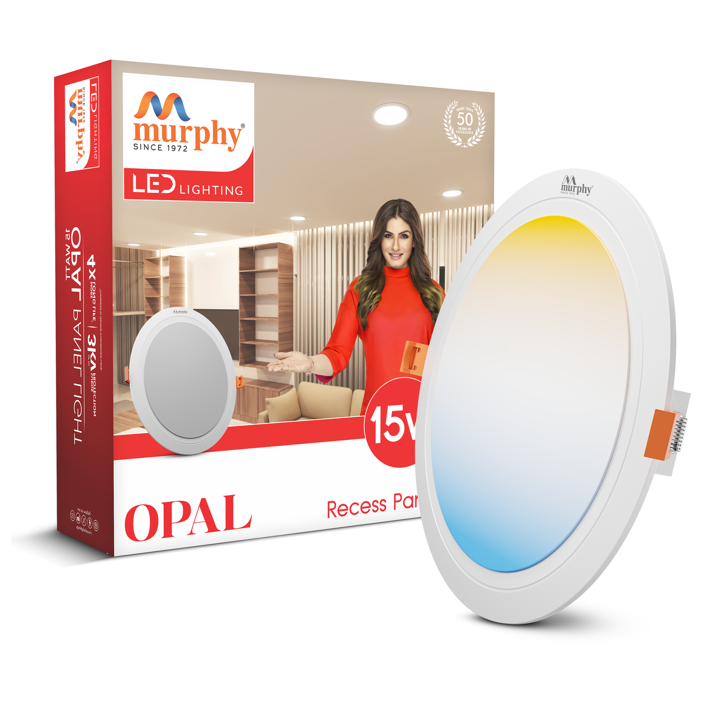 Murphy 15W OPAL 3-IN-1 Color Changing Round Recess Panel Light : CW+WW+NW
