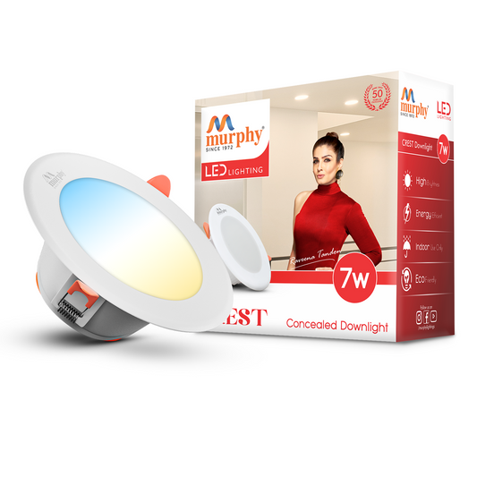 Murphy Crest Premium 7W 3-in-1 LED Concealed Down Light |Cool White, Natural White & Warm White | Switch Controlled Color Changing | Modern False Ceiling Lighting