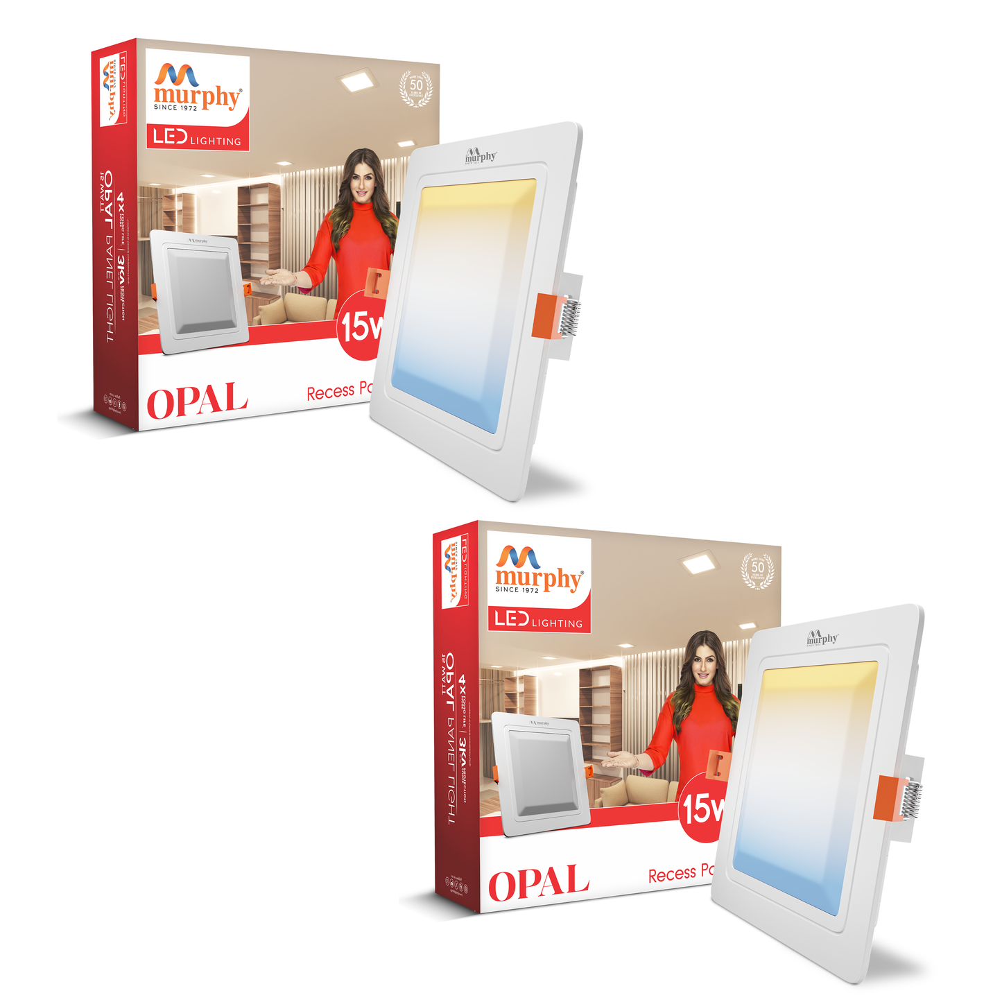 Murphy 15W OPAL 3-IN-1 Color Changing Square Recess Panel Light : CW+WW+NW