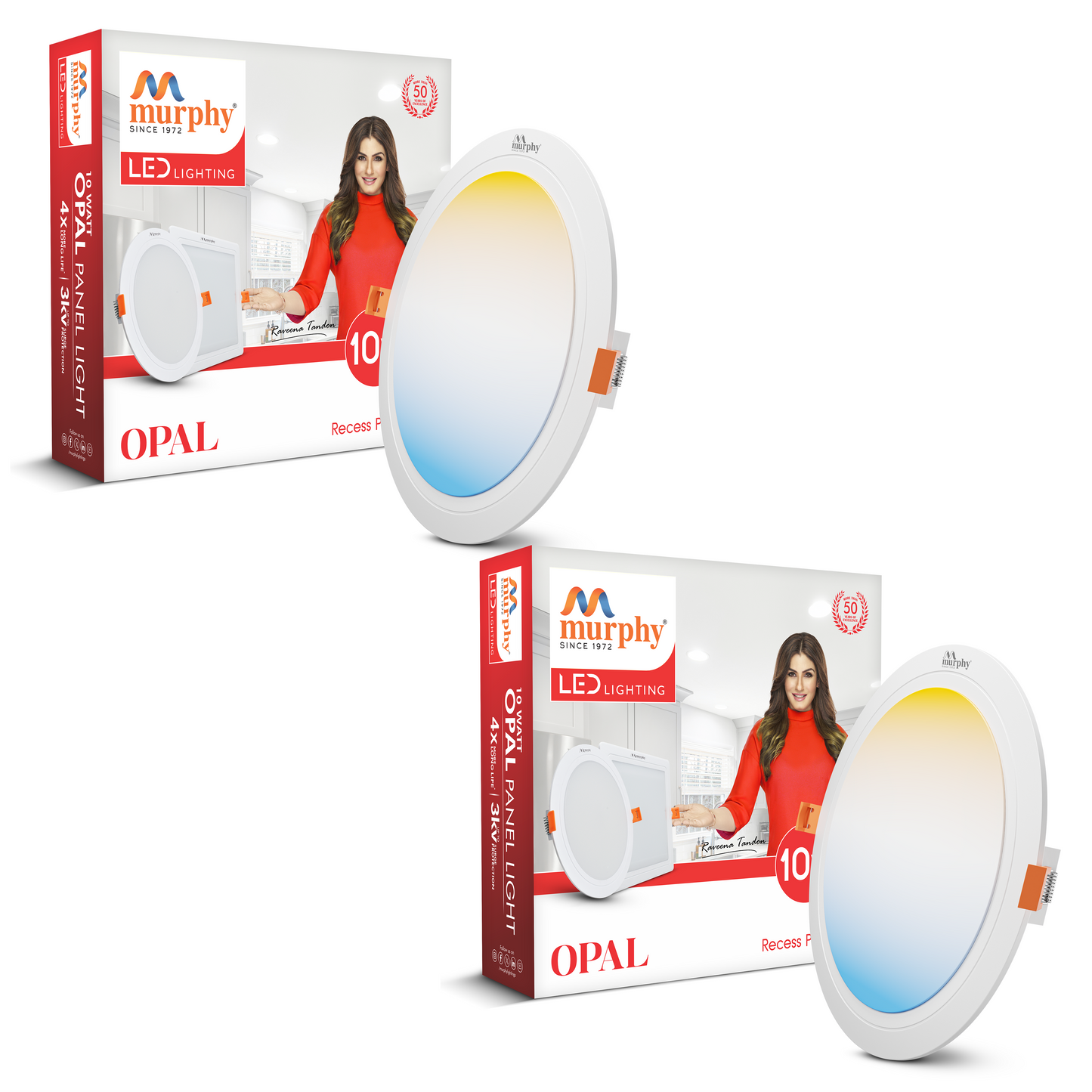 Murphy 10W OPAL 3-IN-1 Color Changing Round Recess Panel Light : CW+WW+NW