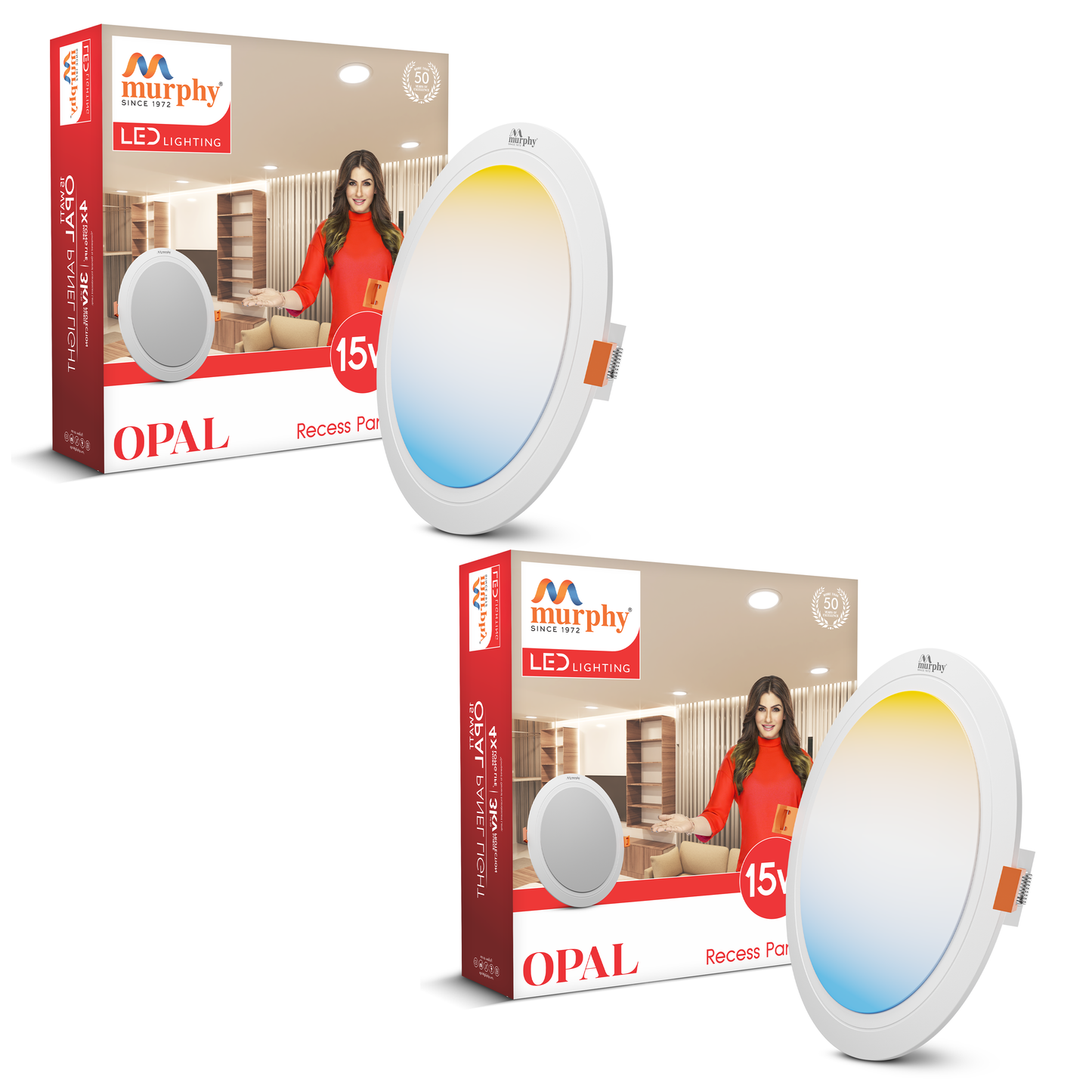 Murphy 15W OPAL 3-IN-1 Color Changing Round Recess Panel Light : CW+WW+NW