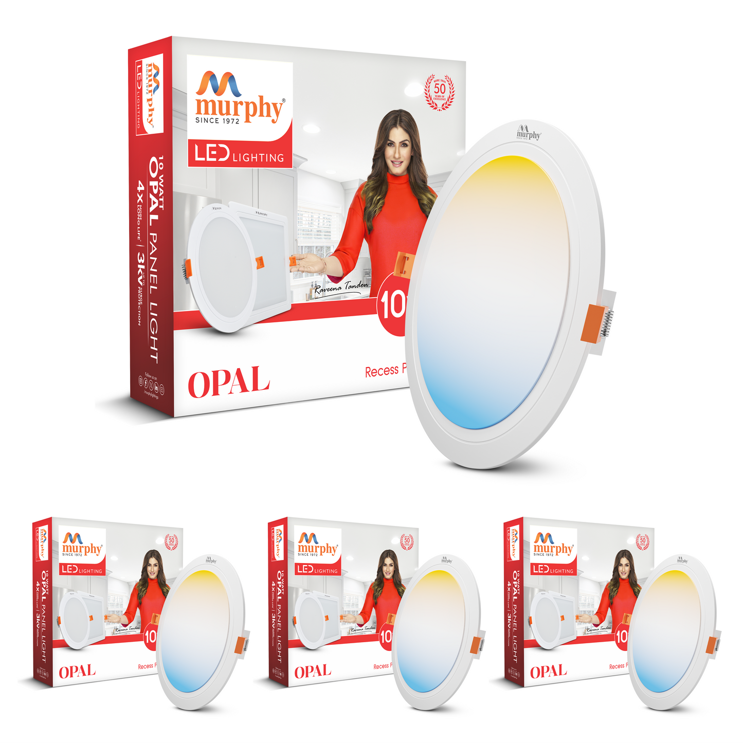 Murphy 10W OPAL 3-IN-1 Color Changing Round Recess Panel Light : CW+WW+NW