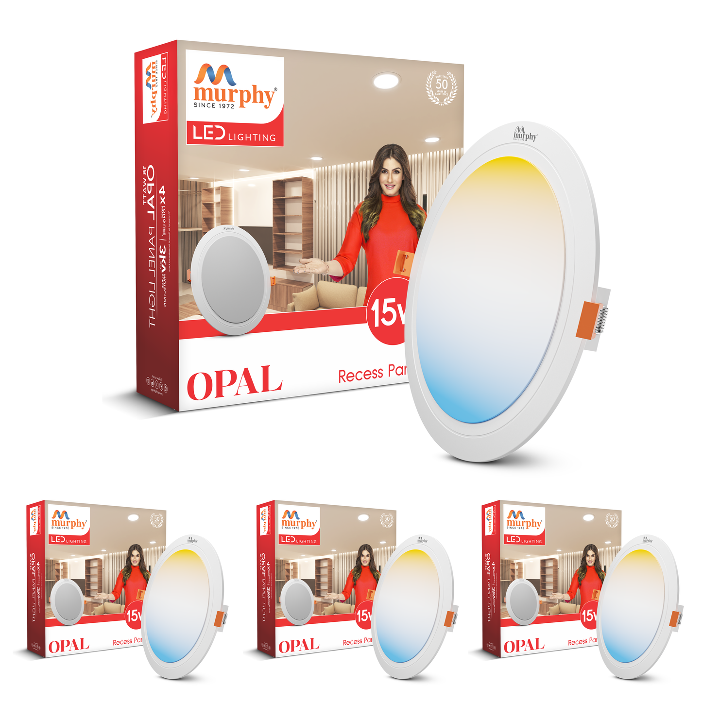 Murphy 15W OPAL 3-IN-1 Color Changing Round Recess Panel Light : CW+WW+NW