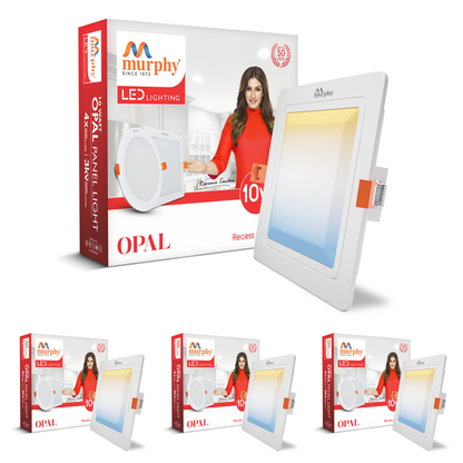 Murphy 10W OPAL 3 Color Changing Square Recess Panel Light : CW+WW+NW
