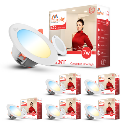 Murphy Crest Premium 7W 3-in-1 LED Concealed Down Light |Cool White, Natural White & Warm White | Switch Controlled Color Changing | Modern False Ceiling Lighting