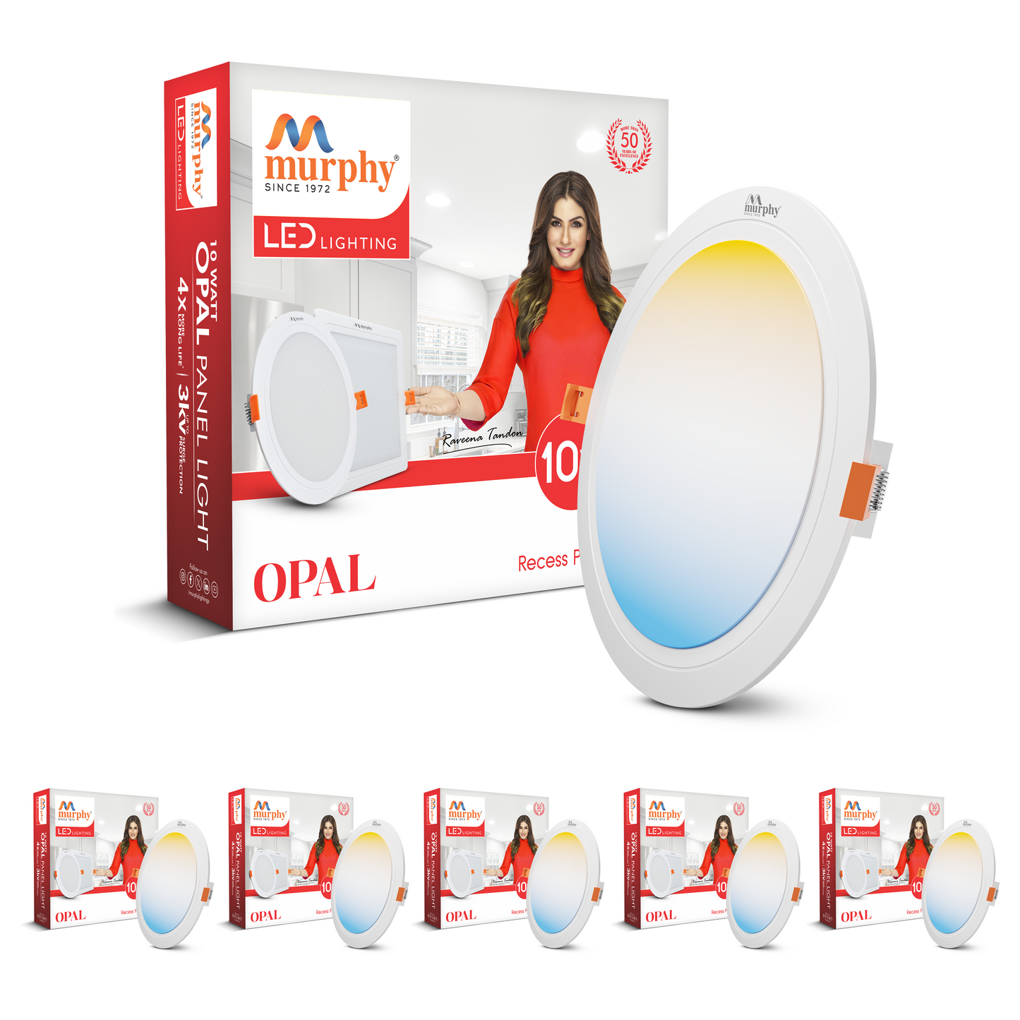 Murphy 10W OPAL 3-IN-1 Color Changing Round Recess Panel Light : CW+WW+NW