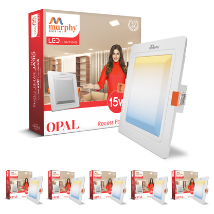 Murphy 15W OPAL 3-IN-1 Color Changing Square Recess Panel Light : CW+WW+NW