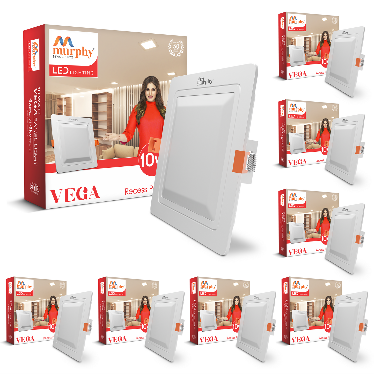 Murphy 10W Vega Square Recess Panel Light