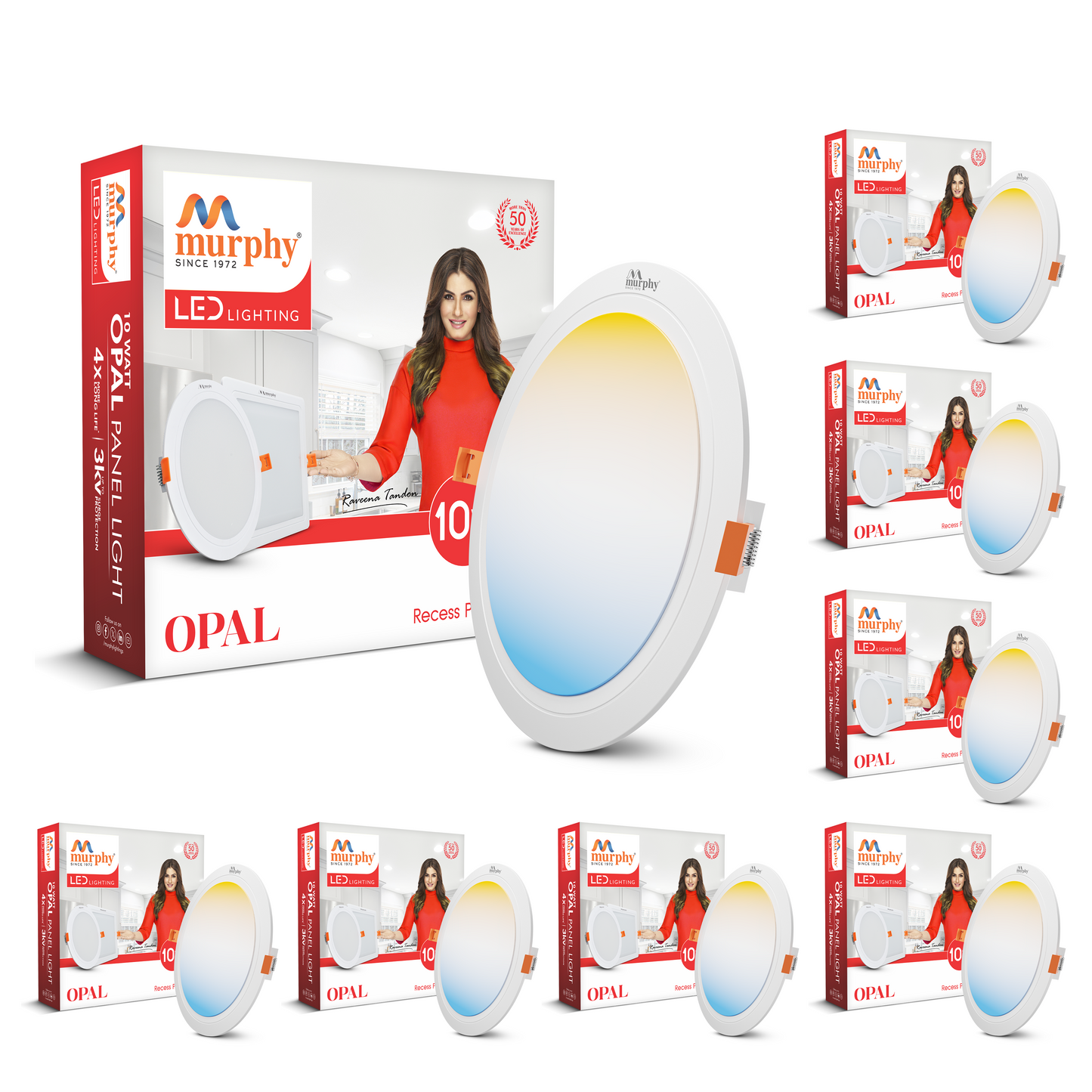 Murphy 10W OPAL 3-IN-1 Color Changing Round Recess Panel Light : CW+WW+NW