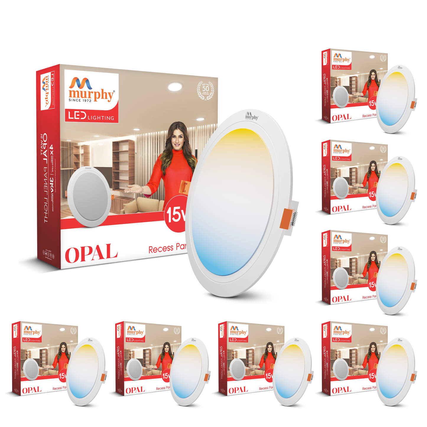 Murphy 15W OPAL 3-IN-1 Color Changing Round Recess Panel Light : CW+WW+NW
