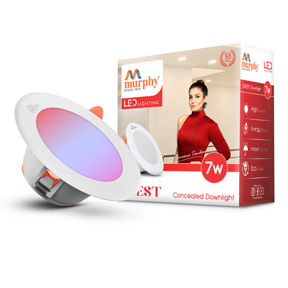 Murphy Crest Premium 7W 3-in-1 LED Concealed Down Light |Red, Blue & Pink | Switch Controlled Color Changing | Modern False Ceiling Lighting