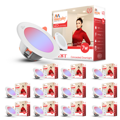 Murphy Crest Premium 7W 3-in-1 LED Concealed Down Light |Red, Blue & Pink | Switch Controlled Color Changing | Modern False Ceiling Lighting
