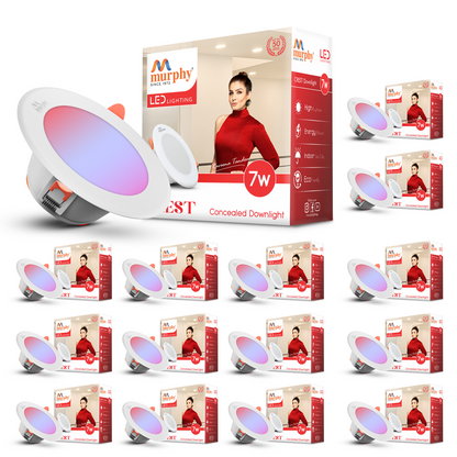 Murphy Crest Premium 7W 3-in-1 LED Concealed Down Light |Red, Blue & Pink | Switch Controlled Color Changing | Modern False Ceiling Lighting