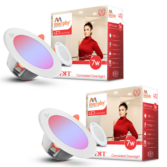 Murphy Crest Premium 7W 3-in-1 LED Concealed Down Light |Red, Blue & Pink | Switch Controlled Color Changing | Modern False Ceiling Lighting
