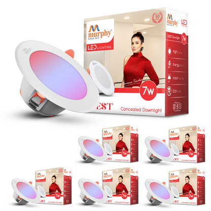 Murphy Crest Premium 7W 3-in-1 LED Concealed Down Light |Red, Blue & Pink | Switch Controlled Color Changing | Modern False Ceiling Lighting