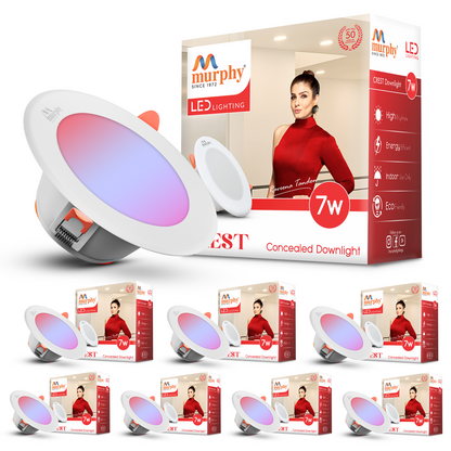 Murphy Crest Premium 7W 3-in-1 LED Concealed Down Light |Red, Blue & Pink | Switch Controlled Color Changing | Modern False Ceiling Lighting