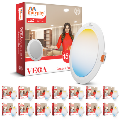 Murphy 15W Vega 3-IN-1 Color Changing Round Recess Panel Light : CW+WW+NW