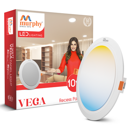 Murphy 10W Vega 3-IN-1 Color Changing Round Recess Panel Light : CW+WW+NW