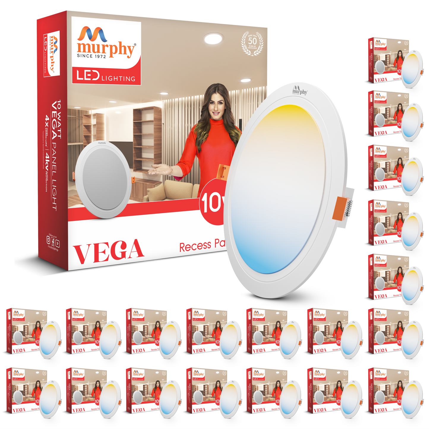 Murphy 10W Vega 3-IN-1 Color Changing Round Recess Panel Light : CW+WW+NW