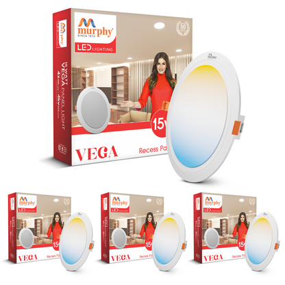 Murphy 15W Vega 3-IN-1 Color Changing Round Recess Panel Light : CW+WW+NW
