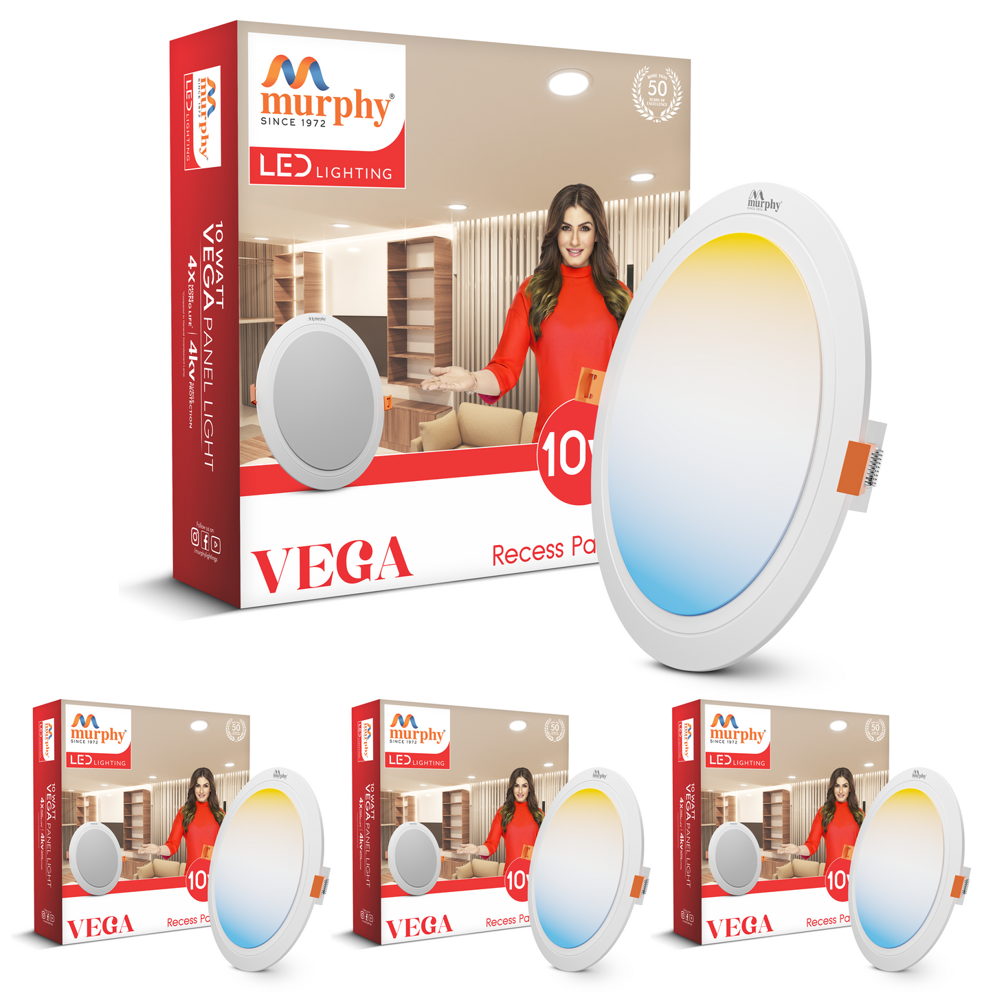 Murphy 10W Vega 3-IN-1 Color Changing Round Recess Panel Light : CW+WW+NW