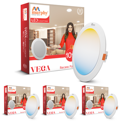Murphy 10W Vega 3-IN-1 Color Changing Round Recess Panel Light : CW+WW+NW