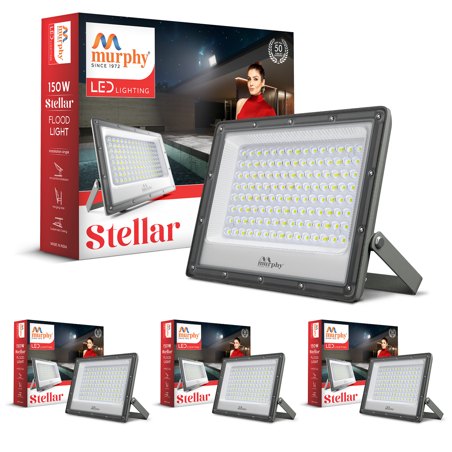 Murphy Steller LED 150W LED Flood Light, IP65 Rated Outdoor Light (Cool White, BIS Approved)