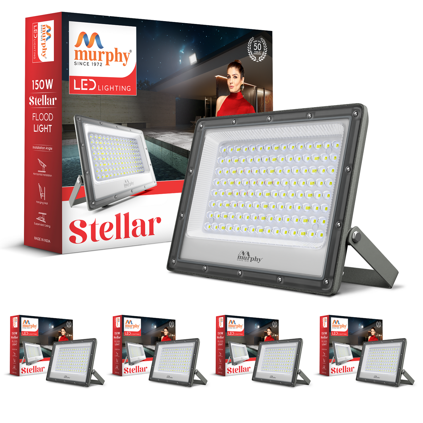 Murphy Steller LED 150W LED Flood Light, IP65 Rated Outdoor Light (Cool White, BIS Approved)