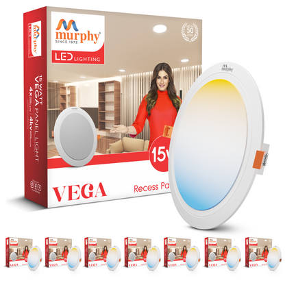 Murphy 15W Vega 3-IN-1 Color Changing Round Recess Panel Light : CW+WW+NW
