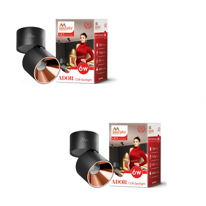 Murphy Ador 6W LED COB Surface Spot Light | Rose Gold Reflector | Warm White | 360° Rotatable | Aluminium Body | BIS Approved