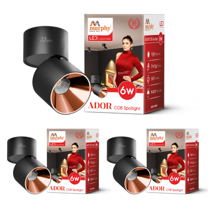 Murphy Ador 6W LED COB Surface Spot Light | Rose Gold Reflector | Warm White | 360° Rotatable | Aluminium Body | BIS Approved