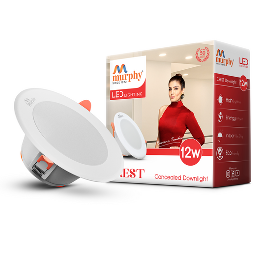 Murphy Crest Premium 12W LED Concealed Down Light | Cool White | Slim Modern False Ceiling Lighting | Suitable for 3-Inch Cutout