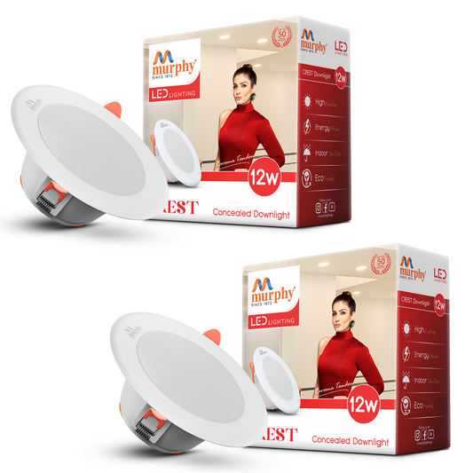 Murphy Crest Premium 12W LED Concealed Down Light | Cool White | Slim Modern False Ceiling Lighting | Suitable for 3-Inch Cutout