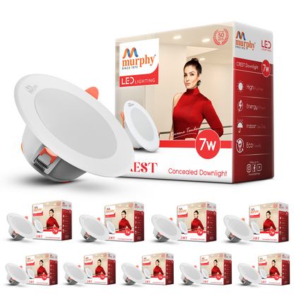 Murphy Crest Premium 7W LED Concealed Down Light | Cool White | Slim Modern False Ceiling Lighting | Suitable for 3-Inch Cutout