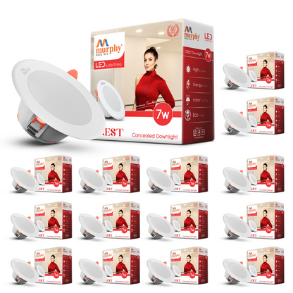 Murphy Crest Premium 7W LED Concealed Down Light | Cool White | Slim Modern False Ceiling Lighting | Suitable for 3-Inch Cutout