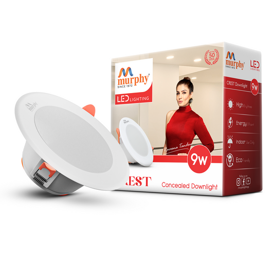 Murphy Crest Premium 9W LED Concealed Down Light | Cool White | Slim Modern False Ceiling Lighting | Suitable for 3-Inch Cutout