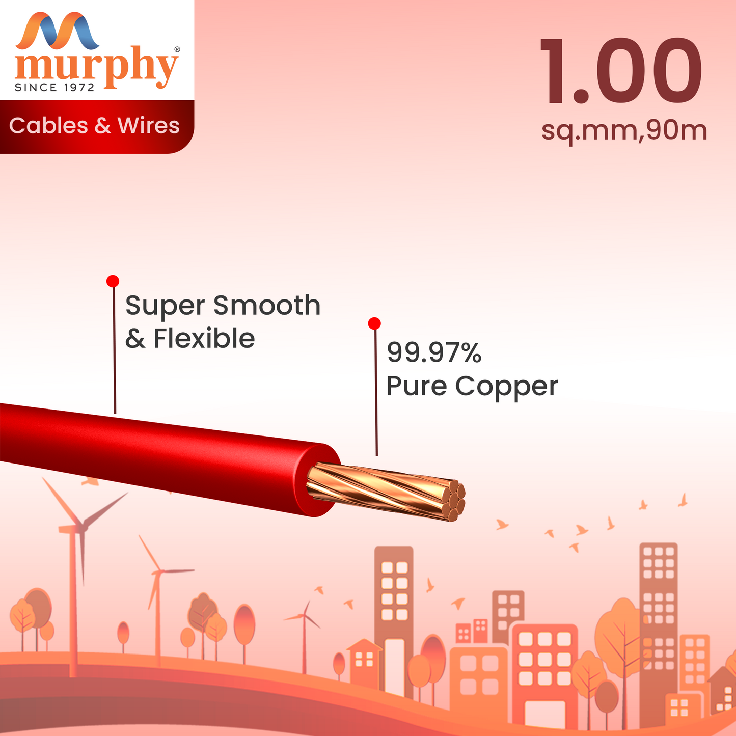 Murphy PVC Insulated Single core wire - 90mtr Per Roll
