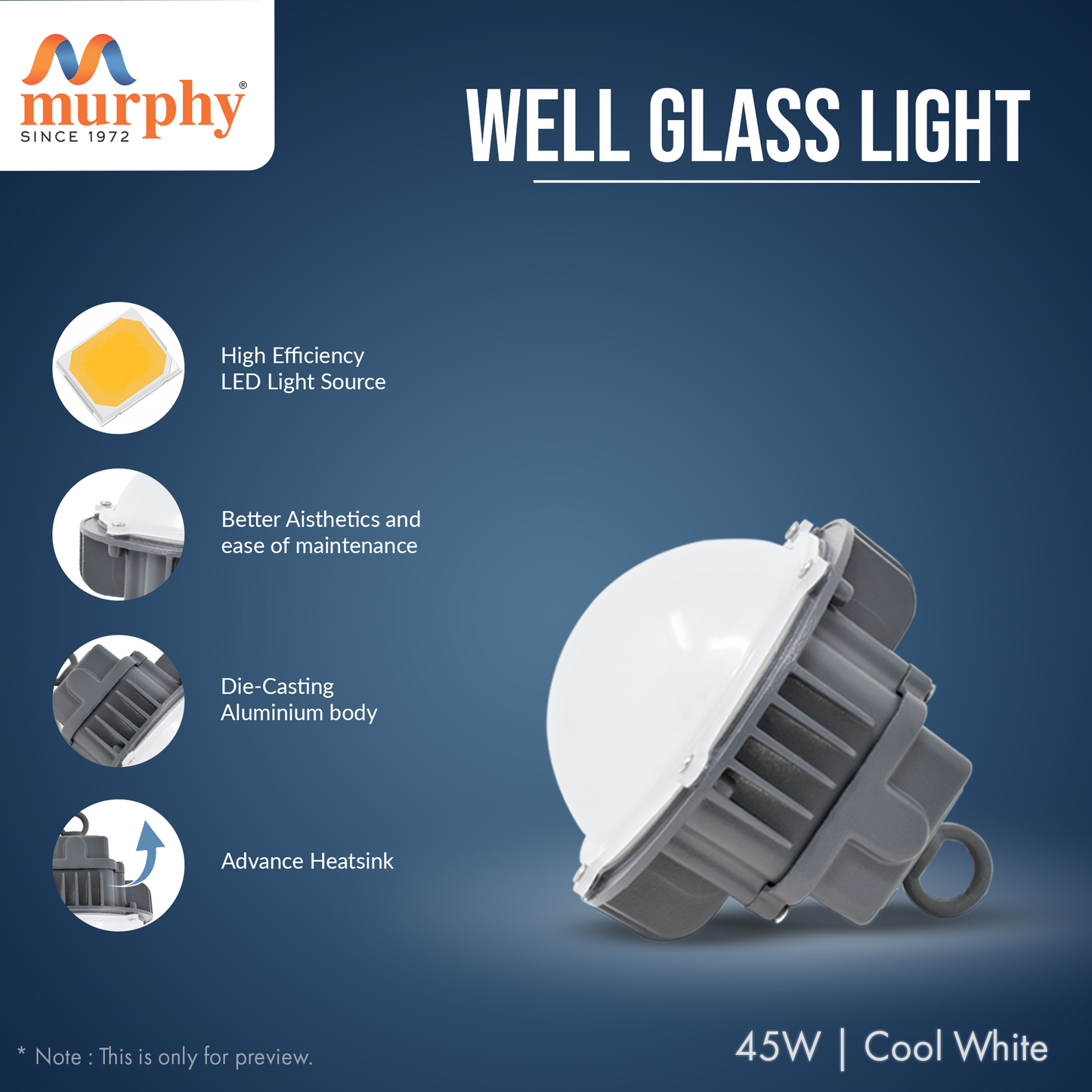 Murphy LED 45W Well Glass Light