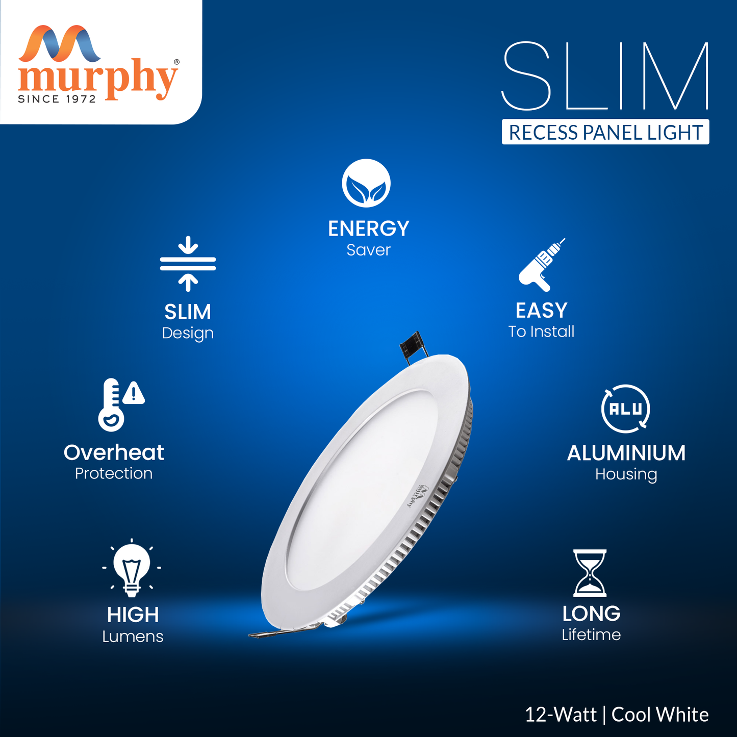 Murphy 12W Slim Round Recess Panel Light