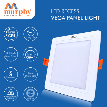 Murphy 10W Vega Square Recess Panel Light